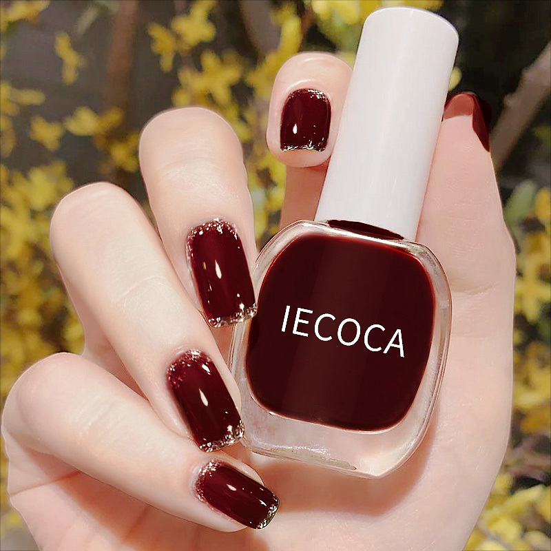 Spring and Summer Whitening Nail Polish, Cherry Wine Red, No-Bake, Long-Lasting, Quick-Drying, Waterproof, Non-Fading, Non-Peelable Manicure