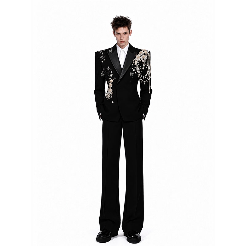 Chela 【Feng He Shu Xiang】Wide-Shouldered, Narrow-Waisted Suit with a Stylish Design, Waist-Cinching Suit for Stage Performances and Formal Wear