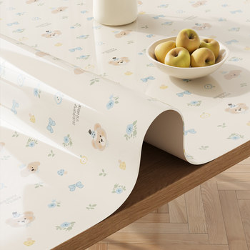 New pvc dining table mat oil-proof and waterproof soft glass tablecloth light luxury washing tea table mat transparent desktop protective mat New pvc dining table mat oil-proof and waterproof soft glass tablecloth light luxury washing tea table mat transparent desktop protective mat