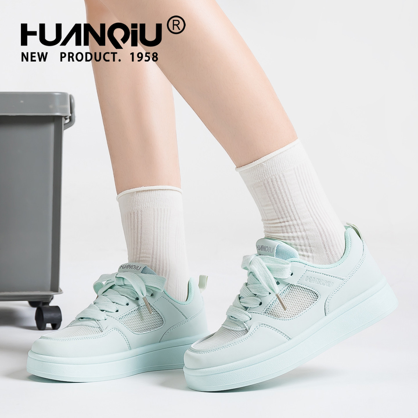 Universal refreshing mint blue sneakers 2026 summer vitality breathable versatile student campus comfortable thick-soled women's shoes