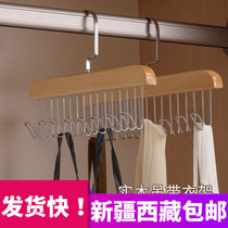 Xinjiang Tibet thickened solid wood clothes hanger camisole hanger underwear storage rack hat bag hook wave