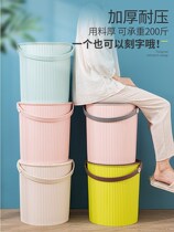 Cylinder storage bucket stool portable plastic bucket storage bucket with lid bucket stool childrens toys clothes clothes round