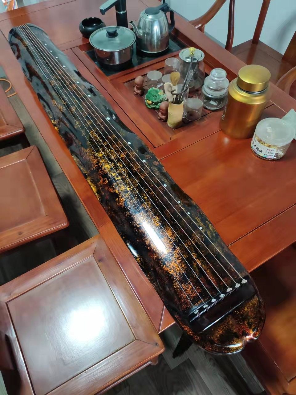蕉叶式古琴初学者入门练习琴纯手工百年老杉木生漆鹿角霜演奏琴-淘宝 