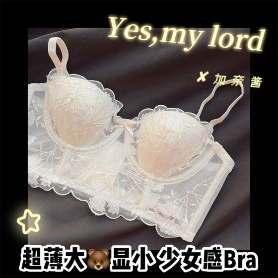 
Rose Girl Summer Ultra-thin Underwear Large breasts Showing Small Soft Rings Retracting Chests Concentrating Prevention of Sagging Adjustment Bra