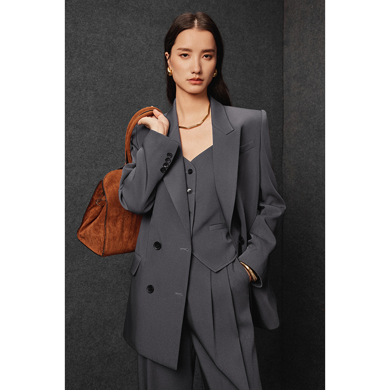 Wide-Leg Pants Suit for Women, High-End Feel, 2026 Autumn and Winter New Style, Casual High-End Professional Formal Wear, Gray Suit Wide-Leg Pants Suit for Women, High-End Feel, 2026 Autumn and Winter New Style, Casual High-End Professional Formal Wear, Gray Suit