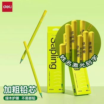 Deli Nue Sai Aoki Hexagonal Pencils with Engraved Names, Non-Toxic Graphite Core Hb2B Pencils for Elementary School Students and Children