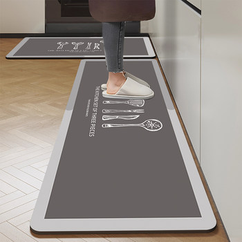 Kitchen floor mat, diatom mud, non-slip, anti-oil, water-absorbent mat, doorway, stain-resistant foot mat, waterproof, special wipeable, no-wash carpet