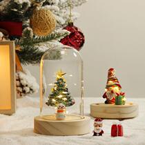 Household small glass Christmas tree desktop crafts ornaments Christmas gifts luminous string lights Zibo glass