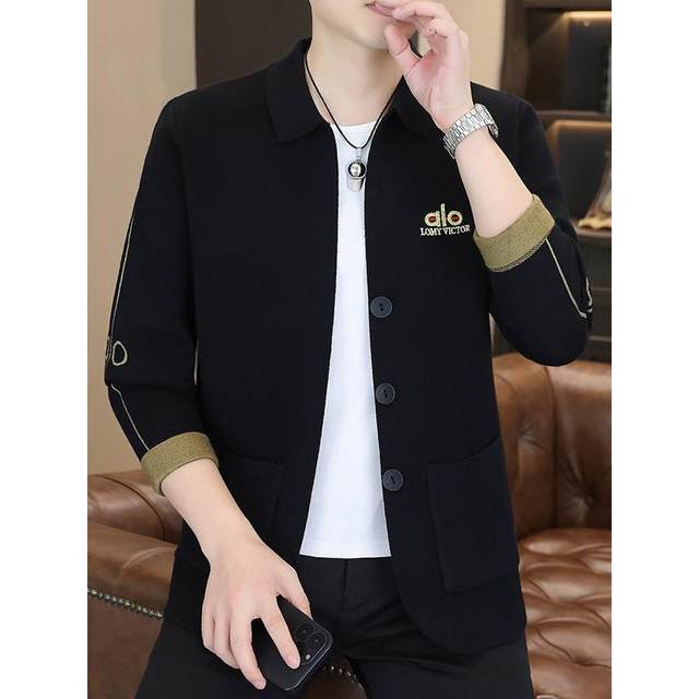 High end embroidered knitted cardigan for men 2025