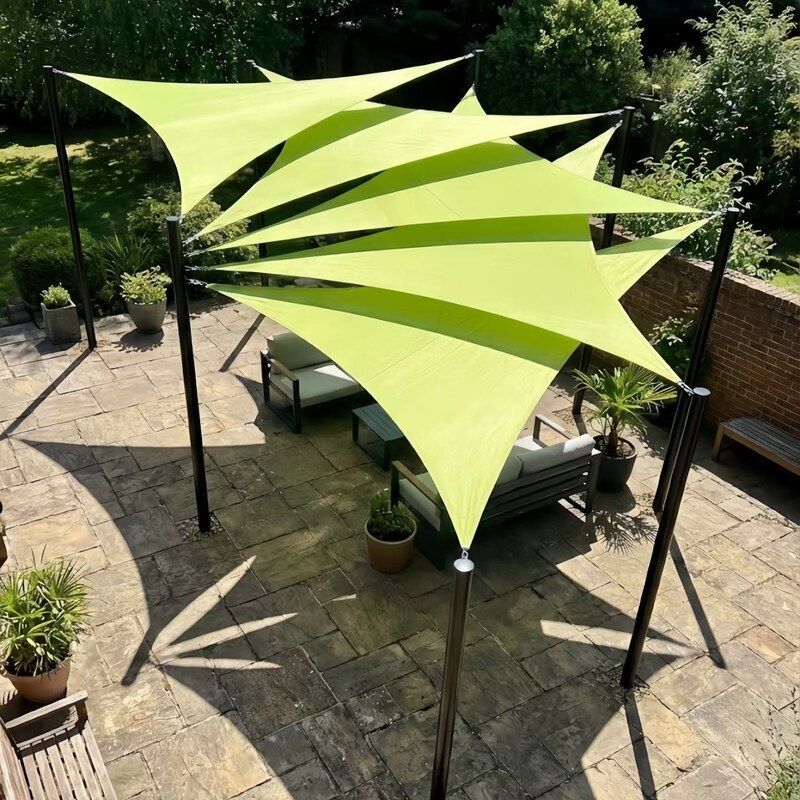 Trendy Triangular Sunshade Cloth Made of Thickened Oxford Fabric for Outdoor Use in Swimming Pools, Courtyards, and Balconies, Providing Sun Protection and Waterproofing Trendy Triangular Sunshade Cloth Made of Thickened Oxford Fabric for Outdoor Use in Swimming Pools, Courtyards, and Balconies, Providing Sun Protection and Waterproofing