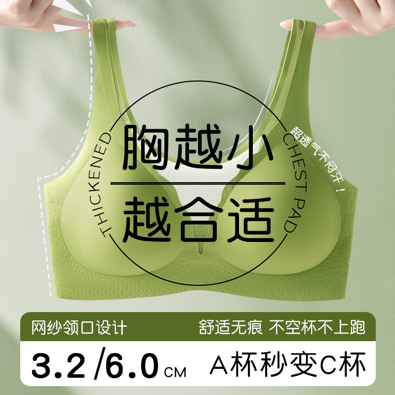 Small Bust Enhancing Bra for Women, Thickened, Push-Up, Seamless Bra, Specially Designed for Flat Chests, Large Size, Wireless, Beautiful Back Bra, New Style