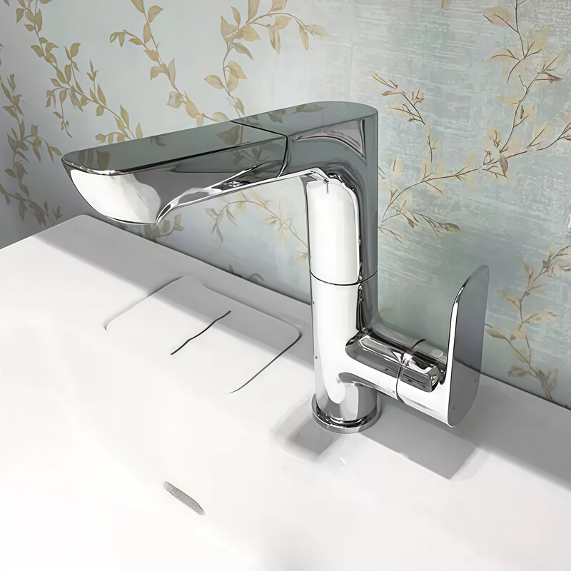 Leo K-31240T-4-Cp Pull-Out Basin Bathroom Hot and Cold Faucet with Rotatable Feature