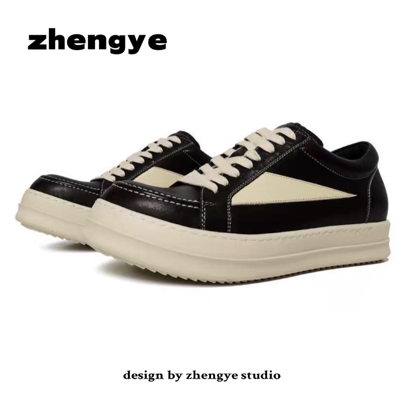 Zhengye Low-Top Ro Inverted Triangle Thick-Soled Men's Sneakers Cleanfit Genuine Leather Height-Increasing American-Style Canvas Training Shoes