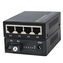 Conglu 100M 1 optical 4 electrical fiber optic transceiver 100M four network port photoelectric converter four-way video surveillance high-definition network optical transceiver fiber optic switch single fiber 20 kilometers SC FC