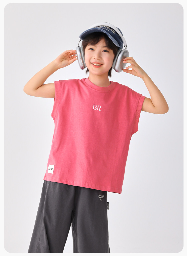Haima's Boys' Pure Cotton Summer Thin Vest 2026 New Style Children's Sleeveless T-Shirt Boys' Outerwear Set Trendy — 15