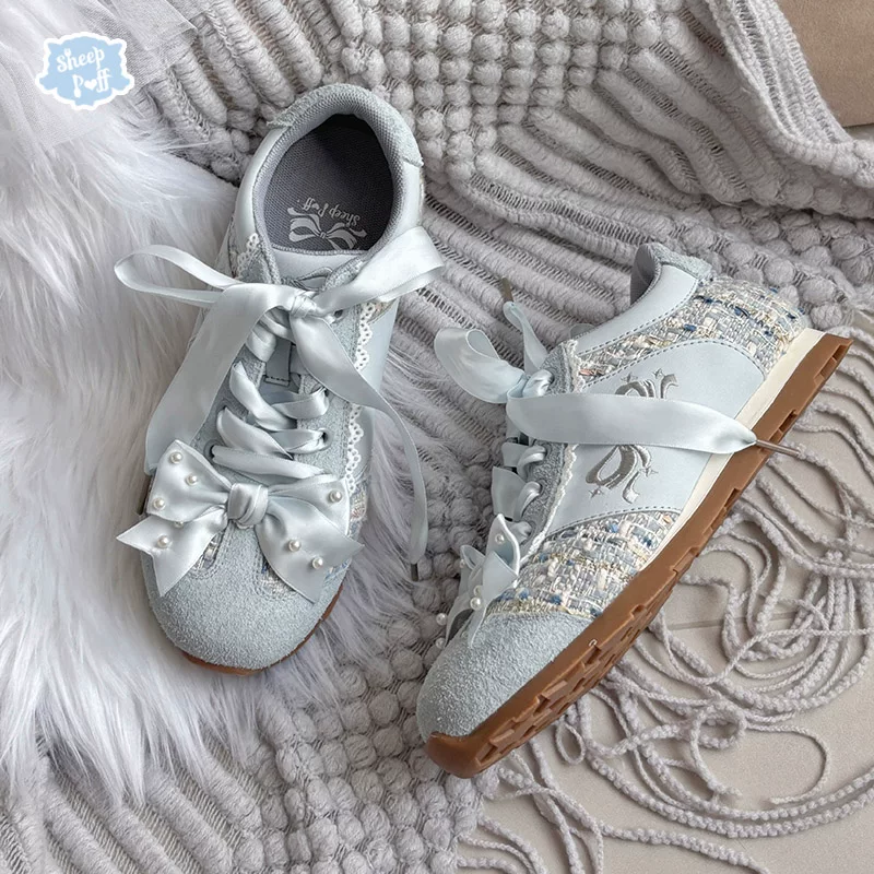 [Готовый запас] Ботинки для бега Pearl Angel Sheep Sports Moral Training Shoes Lo Running Girls Sports Shoes Ballet Leather