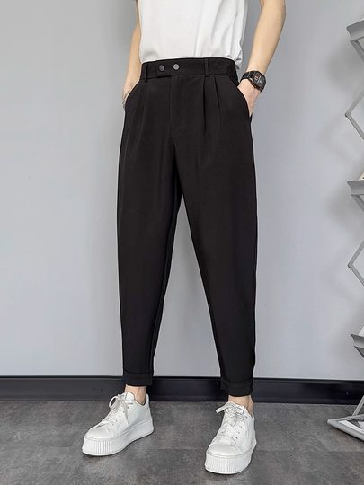Men's Dress Pants with a High-End Drape, Summer Trendy Brand, Cool and Stylish, Thin Nine-Point Pants, Men's 9-Point Jogger Harem Pants