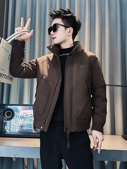 High-End Men's 2026 New down Cotton Jacket Winter Trendy Brand Cool Men's Thickened Warm Workwear Cotton Coat