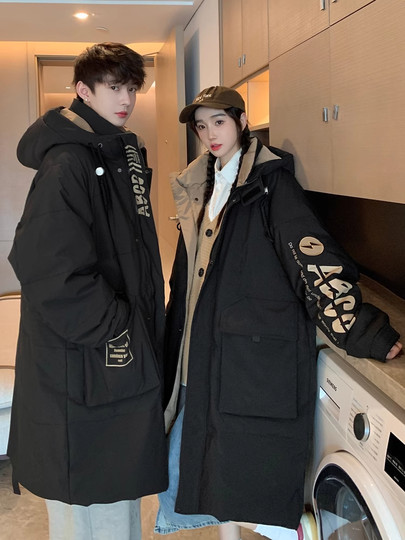 Hochwertige, mittellange Daunenjacke für Herren, 2025 Winter, neuer Stil, trendige Marke, verdickte Arbeitskleidung, Manteljacke im Paar-Stil