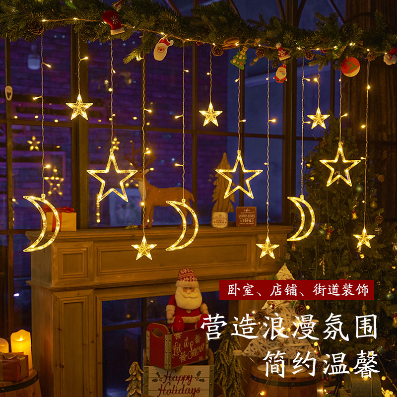 Led Star Fairy Lights Flashing String Lights Starry Sky Curtain Star Lights Room Bedroom Decoration Christmas Lights