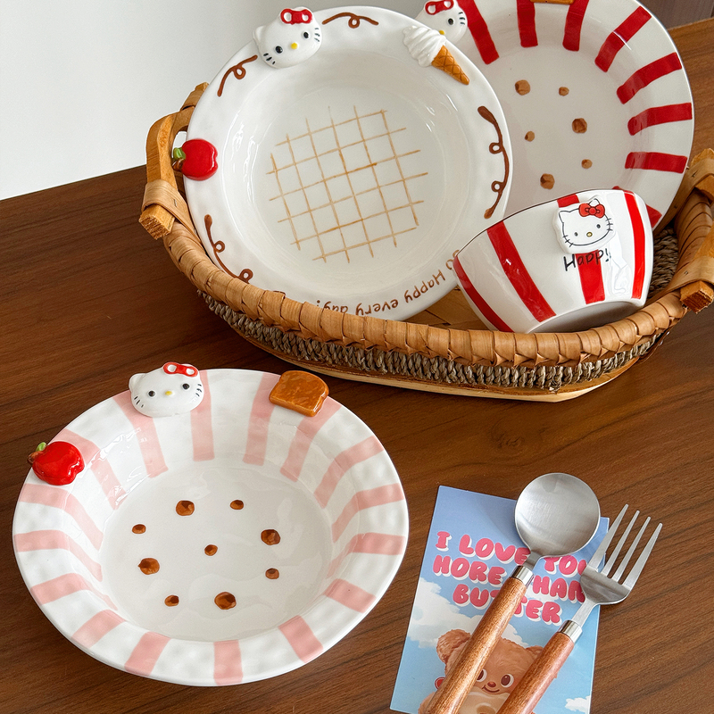 Cute Kt Cat Ceramic Plate, Beautiful Plate for Home Use, Dessert Plate, Beautiful Plate, Birthday Gift for Girls