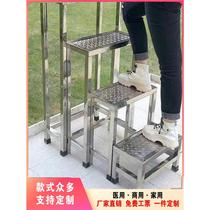 Stainless steel step ladder factory hospital warehouse household customizable two-step three-step ladder stool stable non-slip and rust-free