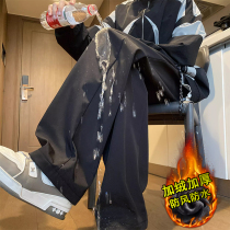 Rainstorm grade waterproof and cold-proof assault pants mens winter velvet American functional wind paratrooper pants outdoor hiking pants