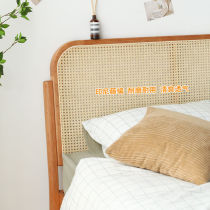 Nordic retro solid wood bed home B&B rattan bed 1 51 8 meters cherry wood Japanese style simple rattan double bed