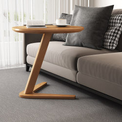Solid Wood Sofa Side Table, Small Apartment Coffee Table, Trendy Balcony Coffee Table, Small Round Table, Bedroom Bedside Table Cabinet