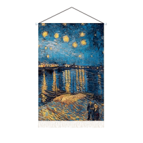 Van Goghs Starry Sky Hanging Painting Sunflower Harvest Oil Painting Restaurant Art Tapestry Living Room Background Wall Blocking Decorative Hanging Cloth