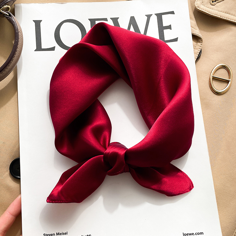 Bright Red Chinese Red Solid Color Silk Scarf for Women, Spring and Autumn Neck Accessory, Thin Scarf 53X53 Bright Red Chinese Red Solid Color Silk Scarf for Women, Spring and Autumn Neck Accessory, Thin Scarf 53X53