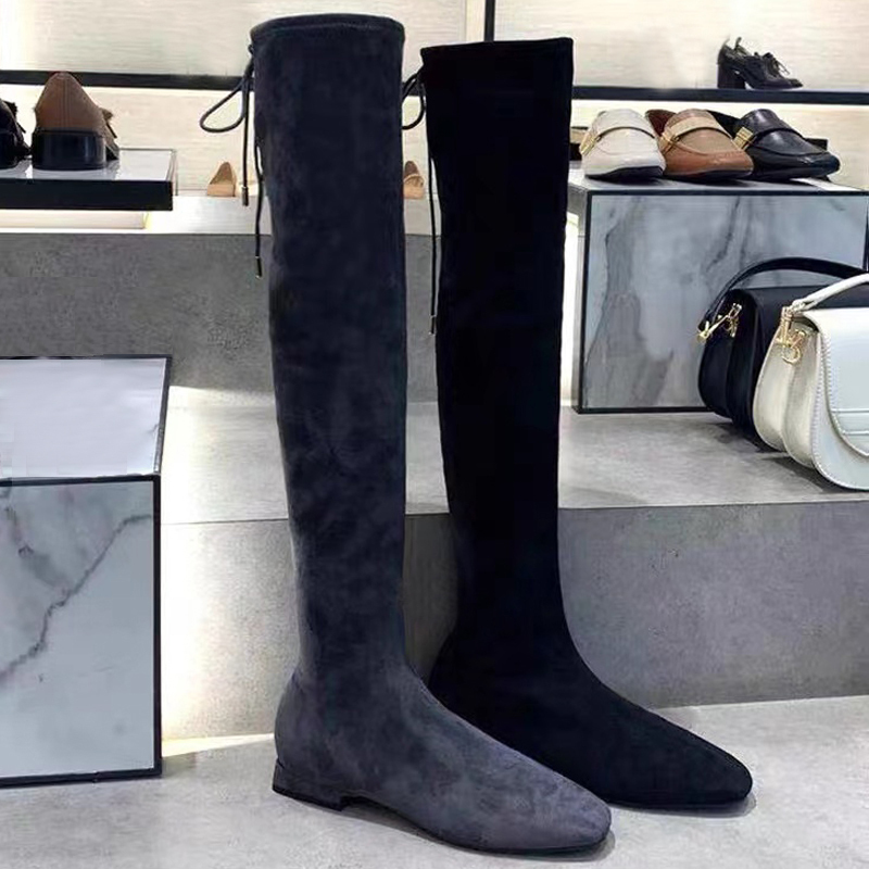 Chitens&Kuith Autumn and Winter Women's Boots 90900086 Low-Heeled Square-Toe Over-The-Knee Long Suede Slim Stretch Boots Chitens&Kuith Autumn and Winter Women's Boots 90900086 Low-Heeled Square-Toe Over-The-Knee Long Suede Slim Stretch Boots