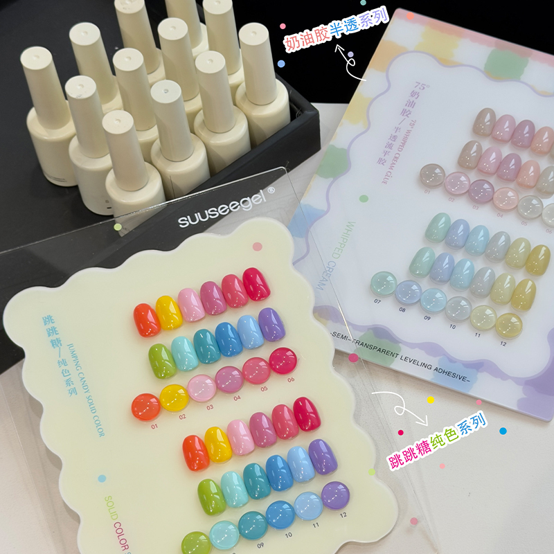 12-Color Set of Solid Color Nail Polish Gel with High Color Intensity, Specifically for Nail Art Practice