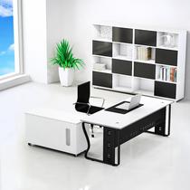 Simple modern black and white 1 6 meter boss desk and chair steel and wood executive desk director desk director president desk with cabinet