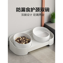 Cat bowl cat food bowl ceramic cat rice bowl pet kitten special slanted rice bowl dog double bowl cat food bowl dog bowl