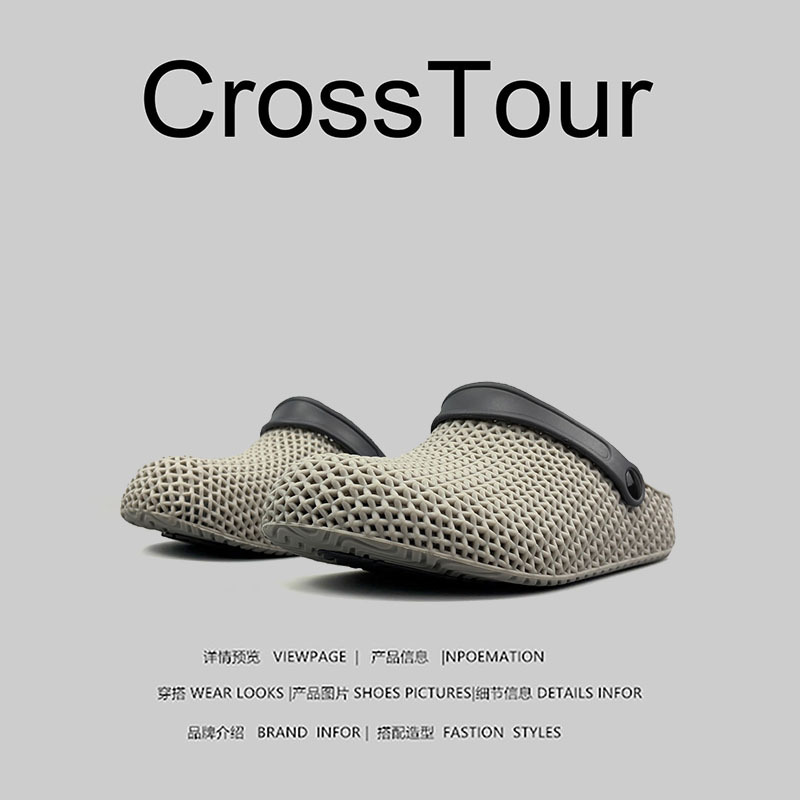 American Cross Tour~ Summer Men's Hollow Anti-Slip Water-Resistant Closed-Toe Soft-Soled Dual-Purpose 3D Printed Beach Shoes