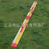 The pole is made of glass and should be supplied with high jump fiberglass high jump crossbar. Competition aluminum alloy high jump crossbar with high strength.