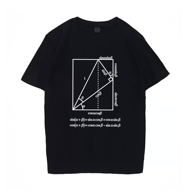 Summer New Style Science and Mathematics Triangle Formula Derivation Short-Sleeved T-Shirt Round Neck Student Top Student Clothing Summer New Style Science and Mathematics Triangle Formula Derivation Short-Sleeved T-Shirt Round Neck Student Top Student Clothing