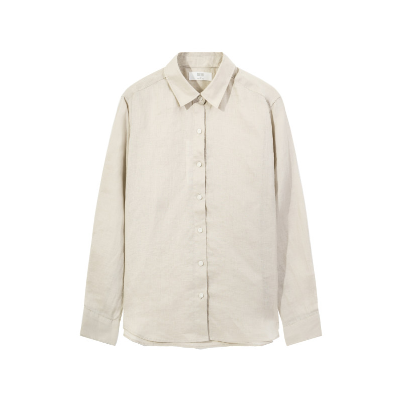 Women's French Linen Shirt Long-Sleeved Shirt 26 Spring and Summer New Style Retro Basic Loose Casual Top 483868