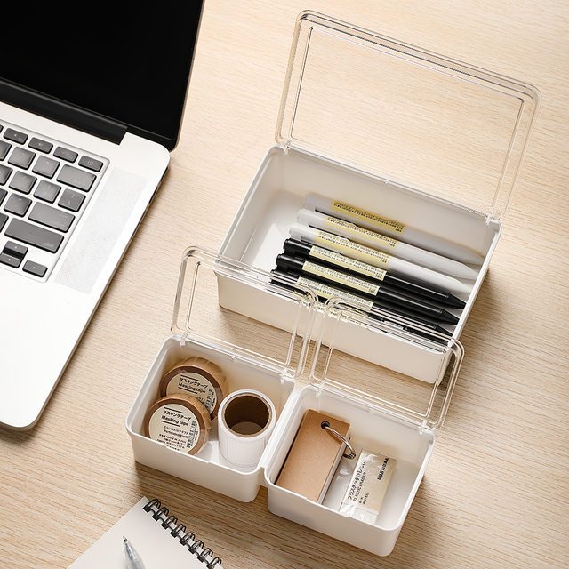 Drawer storage box built-in partition with lid transparent partition box desktop debris organization small items classification