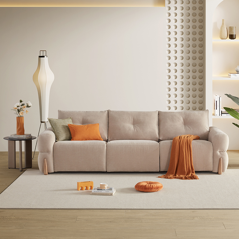 LAZBOY Lezhibaoソファクリームスタイルファブリック小さなアパート機能的な無垢材ソファゼロ壁クラウドキューブ667