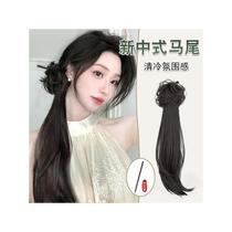 Wig braid ponytail female new Chinese style wig clip natural simulation long hair Hanfu can be tied low slightly curly ponytail wig