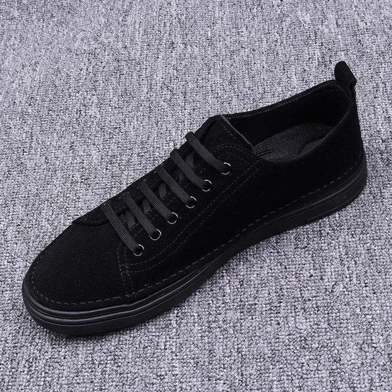 2022 autumn new top layer cowhide nubuck leather casual leather shoes men's leather men's shoes Korean version all-match lace-up sneakers