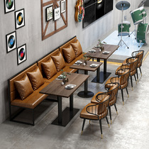 Industrial style tables and chairs retro bar music bistro cafe milk tea barbecue hot pot restaurant table and chair combination