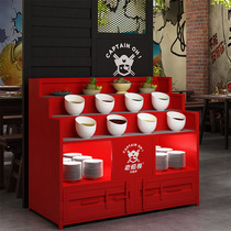 Industrial style hot pot restaurant self-service iron fruit condiment table commercial restaurant spicy hotpot skewers fragrant cold dishes snack table