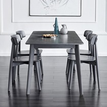 Imported Lamina slate dining table Delifeng household Nordic solid wood rectangular gray marble minimalist dining table