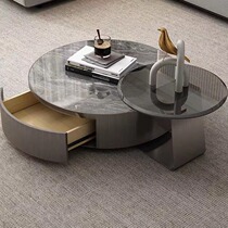 Italian light luxury slate coffee table creative home living room large and small circle combination modern simple small apartment 2023 new style