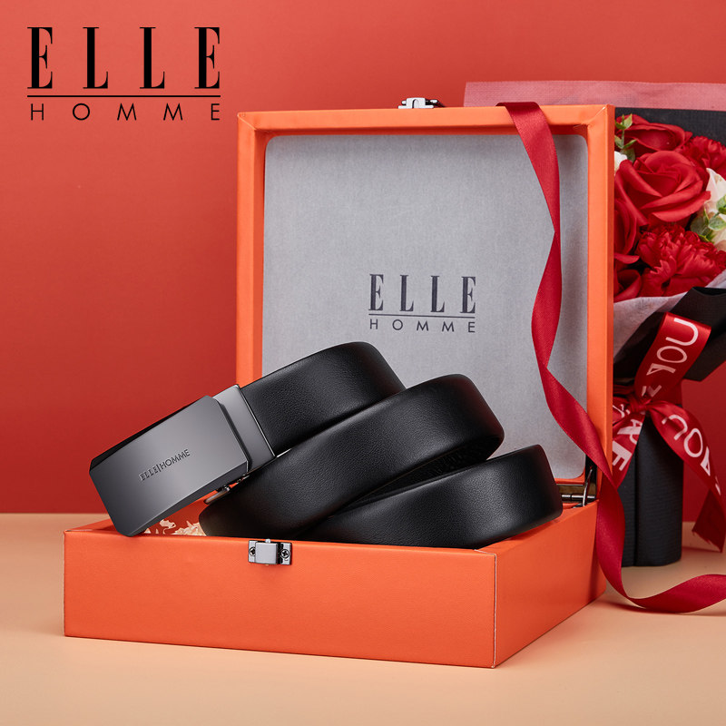 French ELLE men's belt Valentine's Day gift new automatic buckle upscale brand sending boyfriend gifts-Taobao