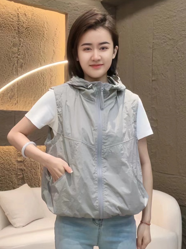 Stylish Hooded Zip-Up Jacket 2026 Spring/Summer Casual Vest Double-Sided Wear Slimming Drawstring Design Trendy Coat