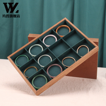 Walnut jewelry tray counter display jewelry viewing pallet ring necklace earrings storage box live broadcast